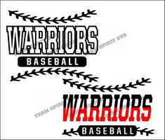 two baseball logos with the words warriors and warrior's in red, black and white