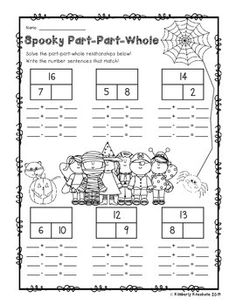 the spooky par - part - whole worksheet is shown in black and white