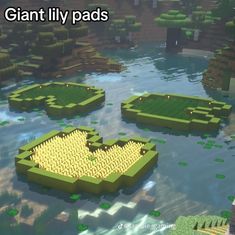 an image of some plants floating in the water with caption that reads giant lily pads