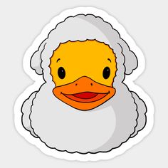 a cartoon duck wearing a white wig and orange beak