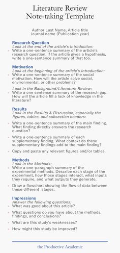 the literature review note taking template