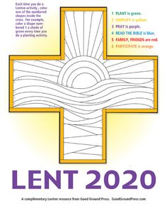 a cross with the words lentt 2016 written in purple and yellow on top of it