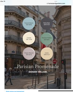 an image of a street sign with the words parisian promenade in different colors