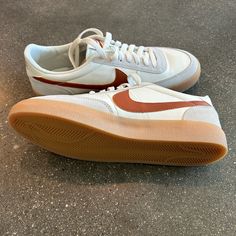 Nike Killshot Ii In Men’s 9.0 In White/Burnt Orange. Brand New Shoes, Never Worn. They Sent Me The Wrong Size. Cool Guy Shoes, Orange Shoes, Shoes Nike, Orange White, White Nikes, Men's Nike, Mens Shoes Sneakers, New Shoes, Burnt Orange