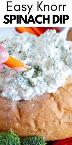 Bread bowl with creamy dip. Chipped Beef Dip, Knorr Spinach Dip, Best Dip Recipes, Dip Recipes Appetizers, Beef Dip, Spinach Dip Recipe, Chipped Beef, Classic Appetizers, Bread Bowl