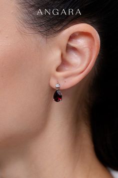 Angara Jewelry | Angara | Garnet | Garnet Jewelry | January Birthstone | Garnet Birthstone | Garnet Ring | Garnet Earring | Gemstone Ring | Birthstones | Earrings | Christmas Gift Ideas | Jewelry Organizer | Winter Outfits | Christmas Gifts | A Daily Reminder, Garnet Drop Earrings, Birthstone Earrings