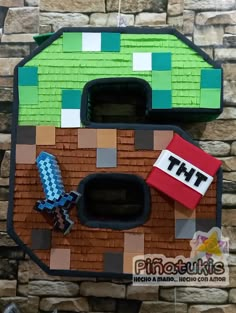 a paper model of a house made out of legos and bricks with the door open