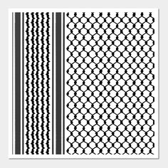 two black and white patterns with wavy lines on each side, one in the same direction