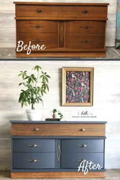 the before and after of an old dresser