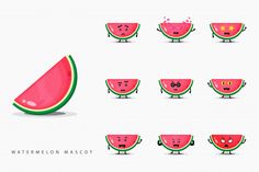 watermelon slices with different expressions on them