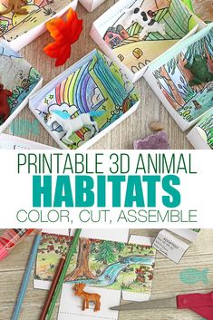 Printable 3D Box Diorama — Animal Habitat Craft Habitats Activities For Preschool, Animal Habitat Activities Kindergarten, Junior Animal Habitat Badge Ideas, Animal Habitats Kindergarten Crafts, Habitat Crafts For Kindergarten, Ocean Habitat Craft, Kindergarten Habitat Activities, Animal Poster Board Project, Animal Habitats Junior Badge Ideas