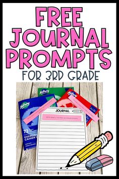 the free journal for 3rd grade students is shown with pencils and crayons