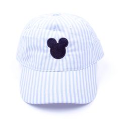 This Kids Mouse Ears Hat is the perfect way to protect your little one from excessive sun exposure while visiting the magical amusement park. The hat features an embroidered mouse ears and provides UPF 50+ protection to keep your toddler safe in the sun. It's a perfect accessory for playtime or sports. Available in a variety of colors to suit your style, you can personalize it with a monogram on the side for that extra special touch. Featuring a Velcro adjustable strap for a customized fit, it ensures comfort and convenience. Hat is sized to fit 2T to 4T Velcro adjustable strap Adjustable Minnie Mouse Cap, Mickey Mouse Baseball Cap, One Size Fits Most, Blue Adjustable Fit Baseball Cap For Summer, Fun Mickey Mouse Themed Hat One Size Fits Most, Adjustable Mickey Mouse Fun Hat, Playful Blue Hats With Upf 50+, Fun Mickey Mouse Hat, Cute Adjustable Light Blue Hat, Blue Hats With Uv Protection And Adjustable Fit