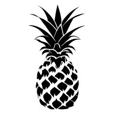 a black and white silhouette of a pineapple