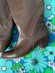 This Womens Boots item is sold by ElectricEyeThrift. Ships from Peekskill, NY. Listed on Sep 18, 2022 Brown Wide Calf Boots With Leather Lining, Brown Leather Boots With Wide Calf Fit, Western Brown Mid-calf Boots With Almond Toe, Brown Leather Sole Mid-calf Boots With Almond Toe, Western Style Brown Mid-calf Boots With Almond Toe, Brown Mid-calf Boots With Leather Sole And Medium Width, Brown Closed Toe Heeled Boots With Leather Lining, Vintage Brown Leather Mid-calf Boots, Brown Leather Lined Closed Toe Heeled Boots