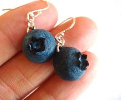 Blueberry Earrings, Cercei Din Lut Polimeric, Lesbian Earrings, Weird Earrings, Weird Jewelry, Quirky Earrings, Food Earrings, Funky Earrings, Food Jewelry