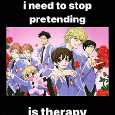 there are many people standing together in front of a sign that says, i need to stop pretending is therapy