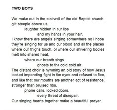 two boys poem written in black and white