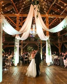 a bride and groom sharing their first dance