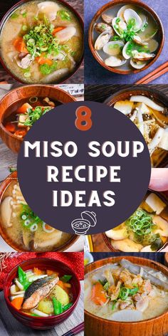 Collage of diverse Japanese miso soup recipes featuring tofu, mushrooms, seafood, and vegetables in rustic bowls Korean Miso Soup, Japanese Soup Recipes, Easy Miso Soup Recipe, Miso Soup Recipe Easy, Japanese Miso Soup, Miso Soup Recipe, Japanese Soup, Healthy Soups, Japanese Recipes