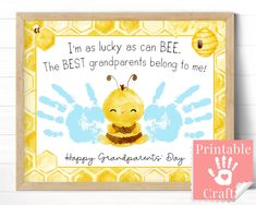 a card with a bee saying i'm as lucky as can be the best grandparents belong to me