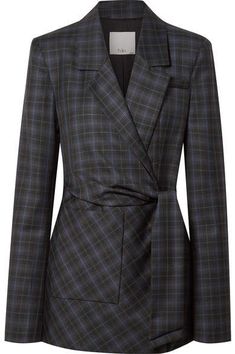 Tibi Marvel Oversized Checked Wool-blend Twill Wrap Blazer - Black #Sponsored , #spon, #Checked#Wool#Oversized Wrap Blazer, Blazer Black, Ladies Dress Design, Black Blazers, Blazer Coat, Net A Porter, Blazer Suit, Work Outfit, Blazer Jacket