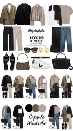 Spring dark neutral capsule wardrobe 10 Day Business Trip Packing, Tasmania Outfit, Winter Outfits Italy, Layered Outfits Fall, Work Trip Outfits, Chic Capsule Wardrobe, Smart Casual Women Outfits, Capsule Wardrobe Casual, Capsule Wardrobe Women