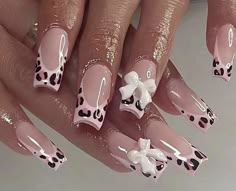 Leopard Nail Designs, Cheetah Nail Designs, Cheetah Nails, Leopard Print Nails, Easy Nails, Girly Acrylic Nails, Pink French, Leopard Nails, Ballerina Nails