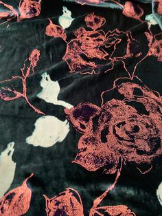 Heavenly and Rare Find Silk Devore Fabric in Midnight Blue with Pink Gold Roses. Perfect for evening attire.PLEASE ask questions before buying our fabric: the type of fabric you want to buy or the additional photos if needed. The material comes in continuous yardage if ordered more than one yard.  This fabric is from an exclusive limited quantity. Once sold out, we are unable to get more. ALL SALES ARE FINAL. WE DO NOT ACCEPT RETURNS, EXCHANGES, OR CANCELLATIONS AFTER THE FABRICS ARE CUT AND SHI Devore Fabric, Gold Roses, Italian Fabric, Evening Attire, Pink Gold, Midnight Blue, Or Rose, Pink And Gold, No Response