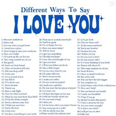 a poster with the words different ways to say i love you in blue and white