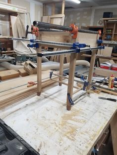 a workbench with some tools on top of it