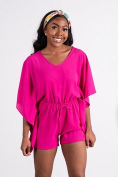 Flutter sleeve romper fuschia The University Of Oklahoma