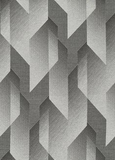 an abstract pattern made up of black and white lines on grey fabric, with small squares in the middle