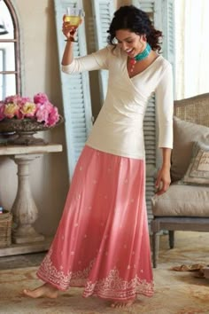 love the skirt for Spring! Pink Skirts, Beaded Skirt, Paneled Skirt, Alexa Chung, Soft Surroundings, Cute Skirts, Modest Outfits