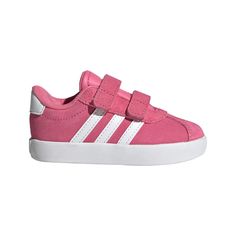 PRICES MAY VARY. Toddler's sturdy skate-inspired shoes for total comfort EASY-ON STRAPS: Adjustable hook-and-loop straps allow easy on and off LIGHTWEIGHT COMFORT: Synthetic upper for durability and light weight TEXTILE LINING: The shoes are lined for a soft, comfortable feel VULCANIZED TOOLING: Vulcanized soles offer an authentic retro look Adidas Kids, Retro Look, Adidas Sneakers, Adidas, Sneakers, Pink