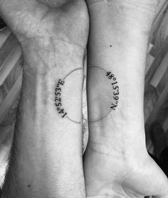 two people with matching tattoos on their arms