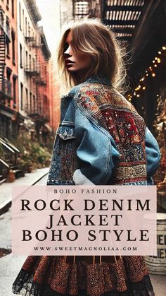 Ultimate Guide to Rock Denim Jacket Boho Style Boho Denim, Boho Style, Boho Fashion, Denim Jacket