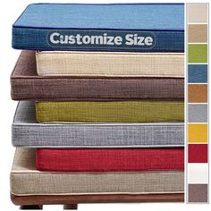 the customize size mattress is stacked on top of each other with different colors and sizes