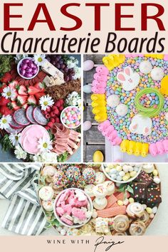 the cover of an easter charure board with images of pastries and desserts