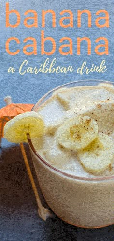 a banana and cream drink with cinnamon garnish in a small glass on a table