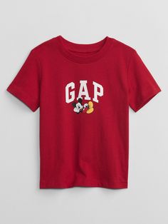 Soft jersey knit. Short sleeves. Crewneck. Gap logo with Mickey Mouse graphic at front. #522981 Mickey Mouse Logo, Mouse Logo, Gap Logo, American Brand, Knit Short, Soft Tops, Baby Gap, Disney Mickey Mouse, Logo T Shirt