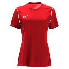 Nike Women's Park 20 Top. Streamlined top has back mesh panel for cool comfort. Embroidered swoosh. Dri-FIT technology. 100% Polyester. Funnel Neck Sweatshirt, Nike Brand, Nike Womens, Leggings Casual, Athletic Performance, Nike Fashion, Team Apparel, Mesh Panel, Soccer Jersey