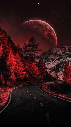 an image of a road going to the moon