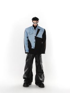 Futuristic Streetwear Fashion, Avant Garde Fashion Male, Oversized Outfit Men, Male Model Fashion, High End Streetwear, Deconstructed Denim, Deconstruction Fashion, Fashion Outfits Men, Oversize Jacket