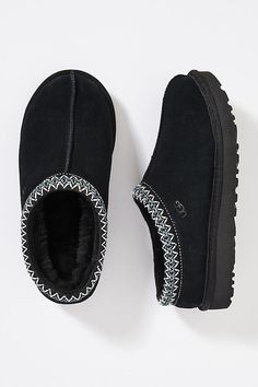 Suede upper Shearling insole Rubber sole Slip-on styling Imported | Tasman Slippers by UGG in Black, Women's, Size: 6, Rubber/Suede/Shearling at Anthropologie Uggs For Men, Uggs Slippers Tasman, Black Christmas Presents, Black Uggs Outfit Tasman, Women’s Slippers, Black Uggs Tasman, Uggs Tasman Slippers, Ugg’s Slippers, Taz Slippers Ugg