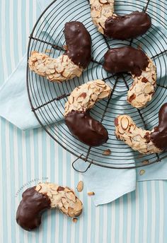 chocolate covered cookies are on a wire rack