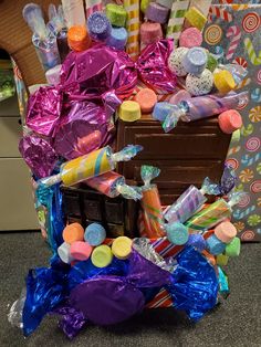 a pile of candy sitting on top of a table