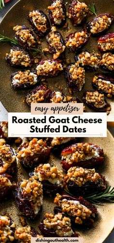 roasted goat cheese stuffed dates on a plate