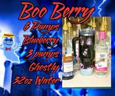 boo berry and rump's blueberry syrups ghosty booze mix