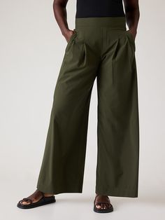 Brooklyn Heights High Rise Pleated Wide Leg Pant | Athleta Brooklyn Heights, Work And Travel, Bra Dress, Active Wear Pants, Wide Leg Pant, Athleta Pants, Bottom Clothes, Petite Size, Aspen